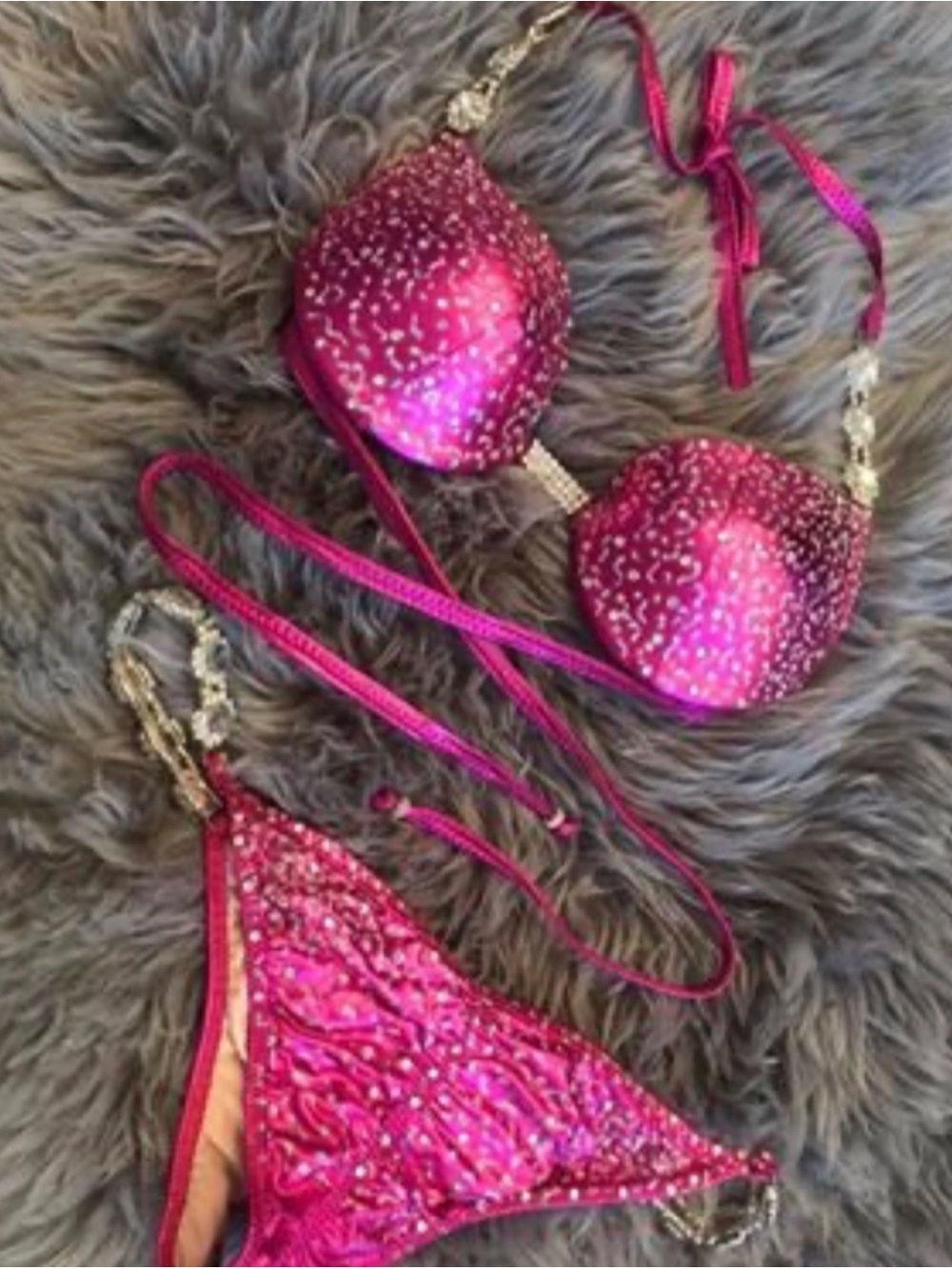 Hot Pink Rhinestone Bikini Set